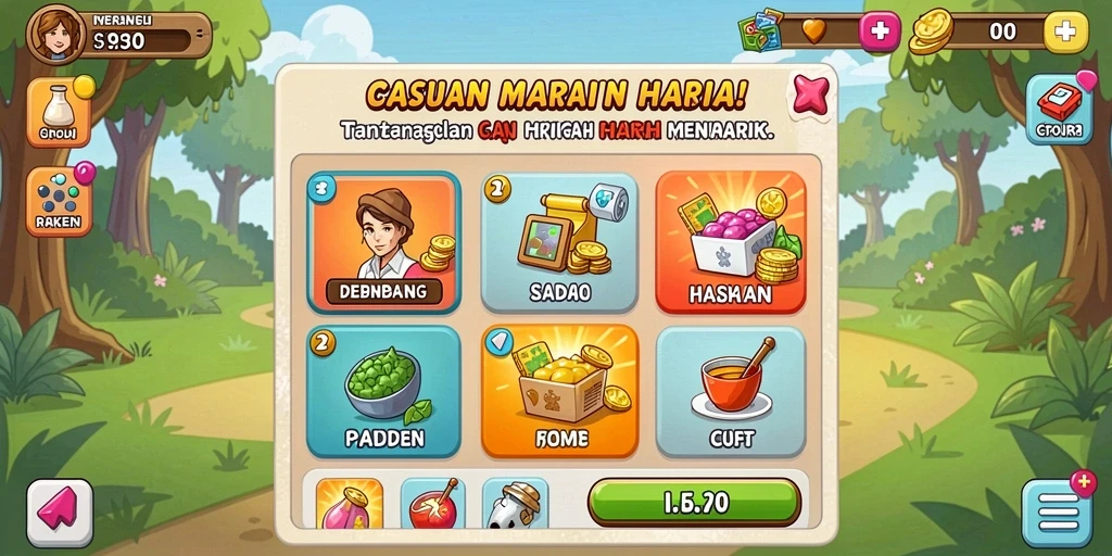 Tampilan karakter utama yang menarik dan penuh warna.